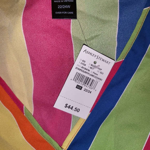 NWT 3X (22/24) ASHLEY STEWART Faux Wrap Striped Blouse - Picture 4 of 6